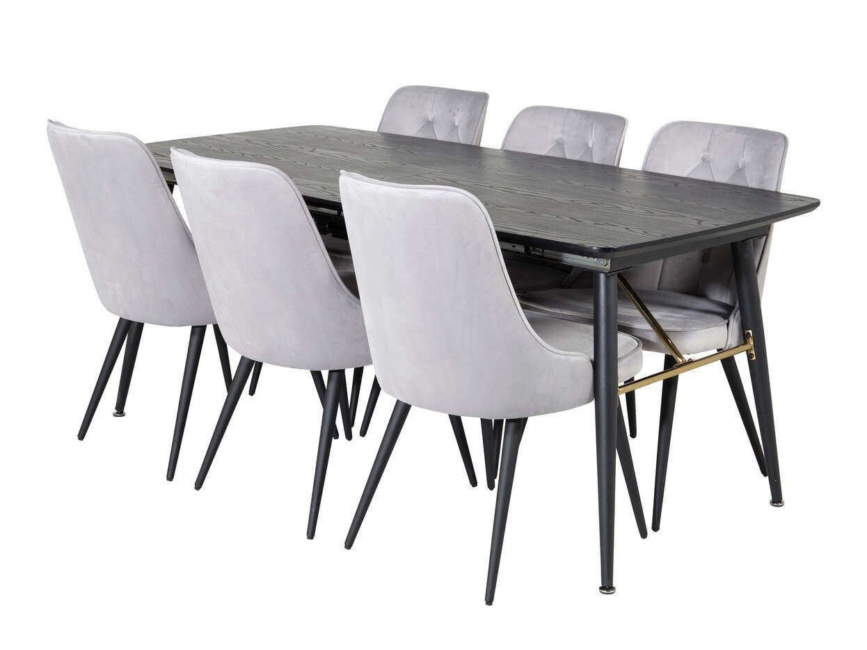 Dining set Dallas 1453 (Light grey + Black)
