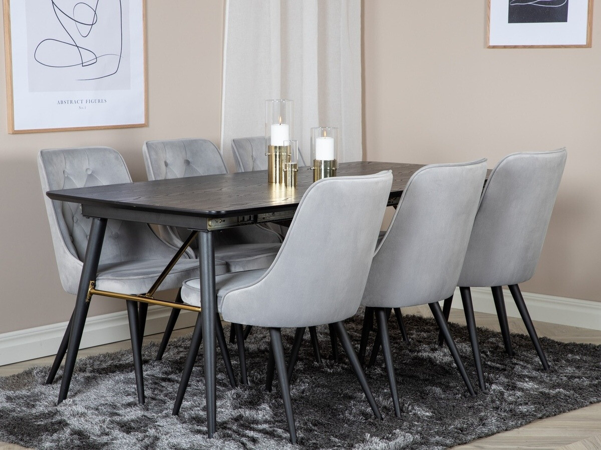 Dining set Dallas 1453 (Light grey + Black)