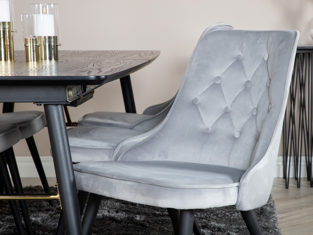 Dining set Dallas 1453 (Light grey + Black)