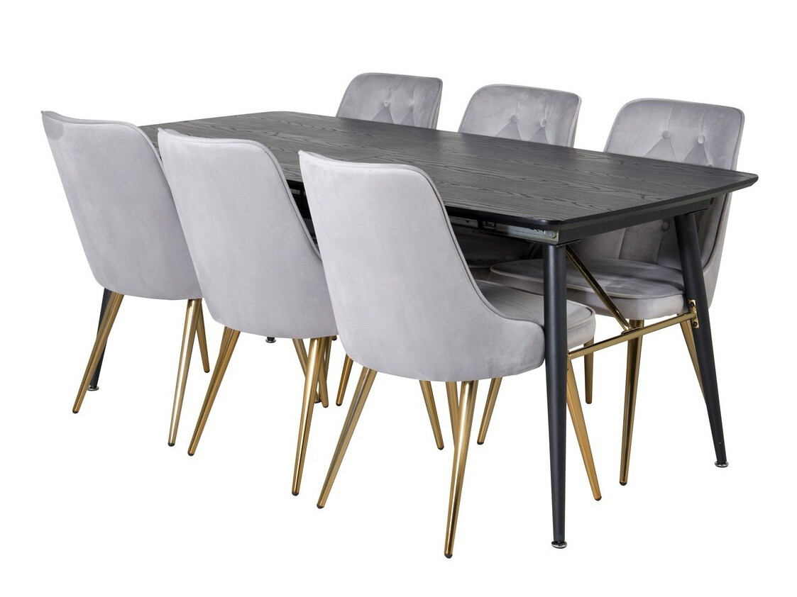 Dining set Dallas 1453 (Light grey + golden)