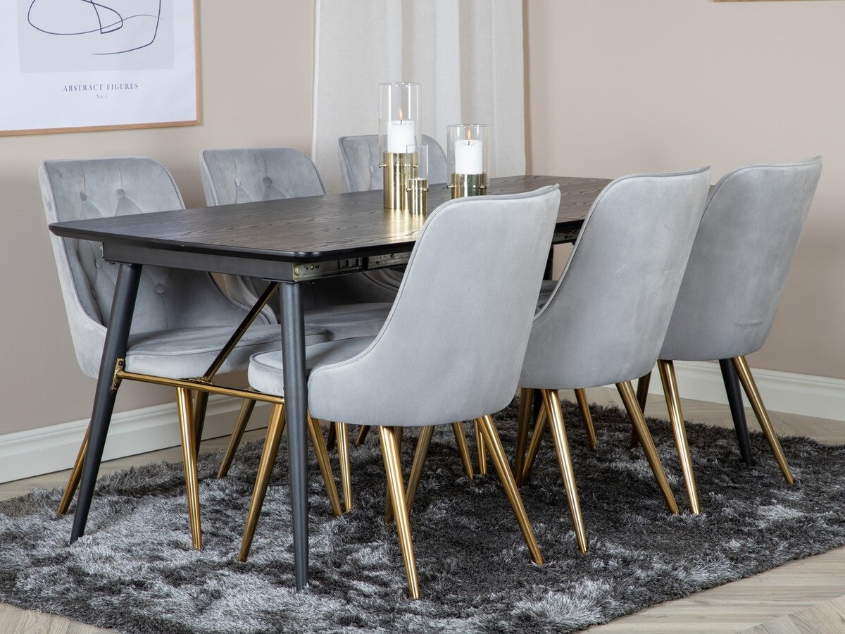 Dining set Dallas 1453 (Light grey + golden)