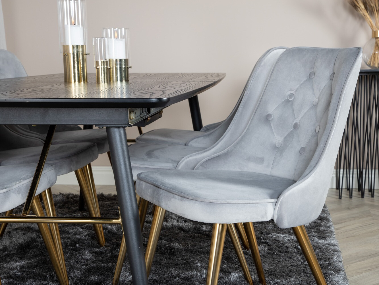 Dining set Dallas 1453 (Light grey + golden)