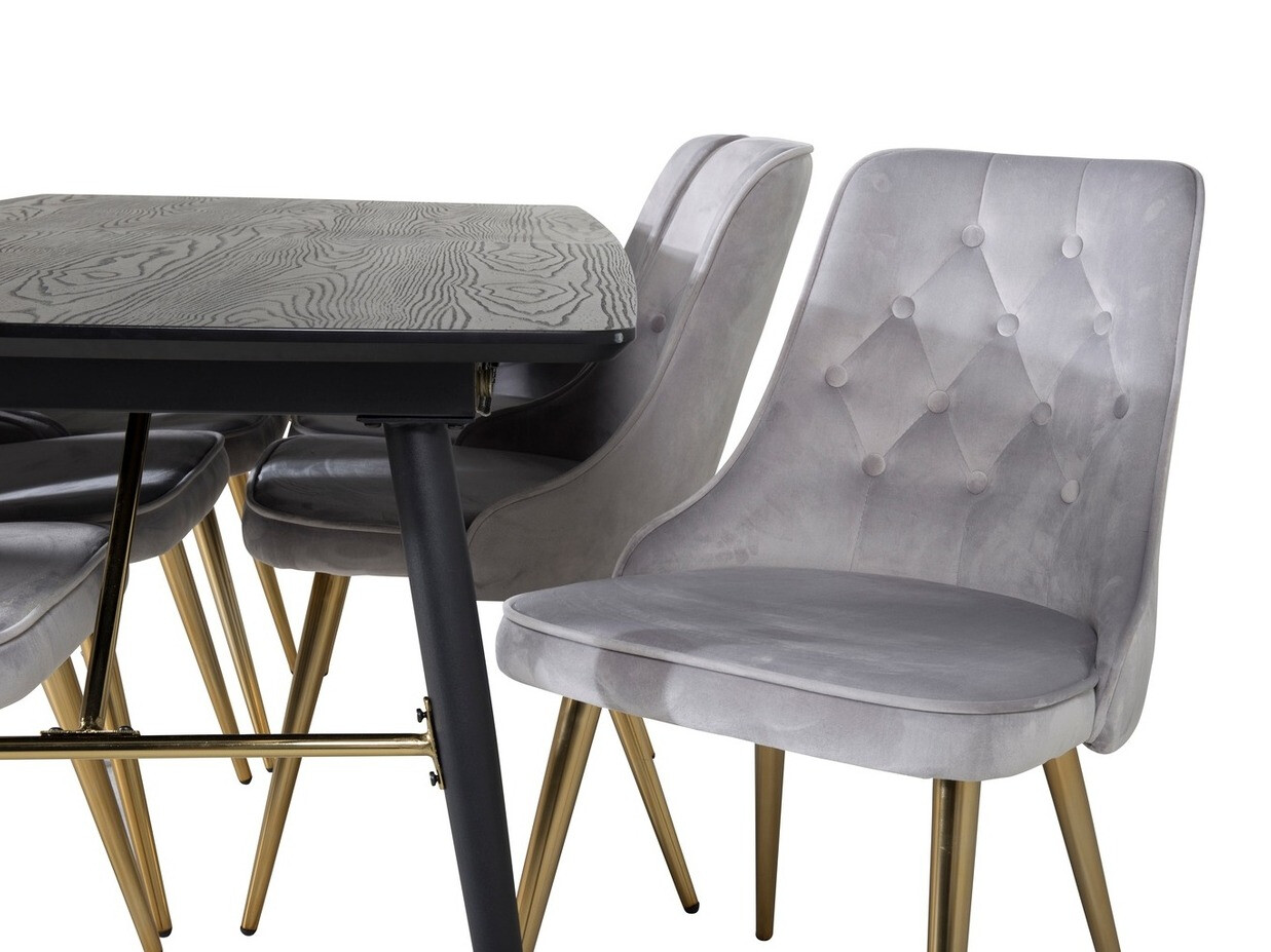 Dining set Dallas 1453 (Light grey + golden)