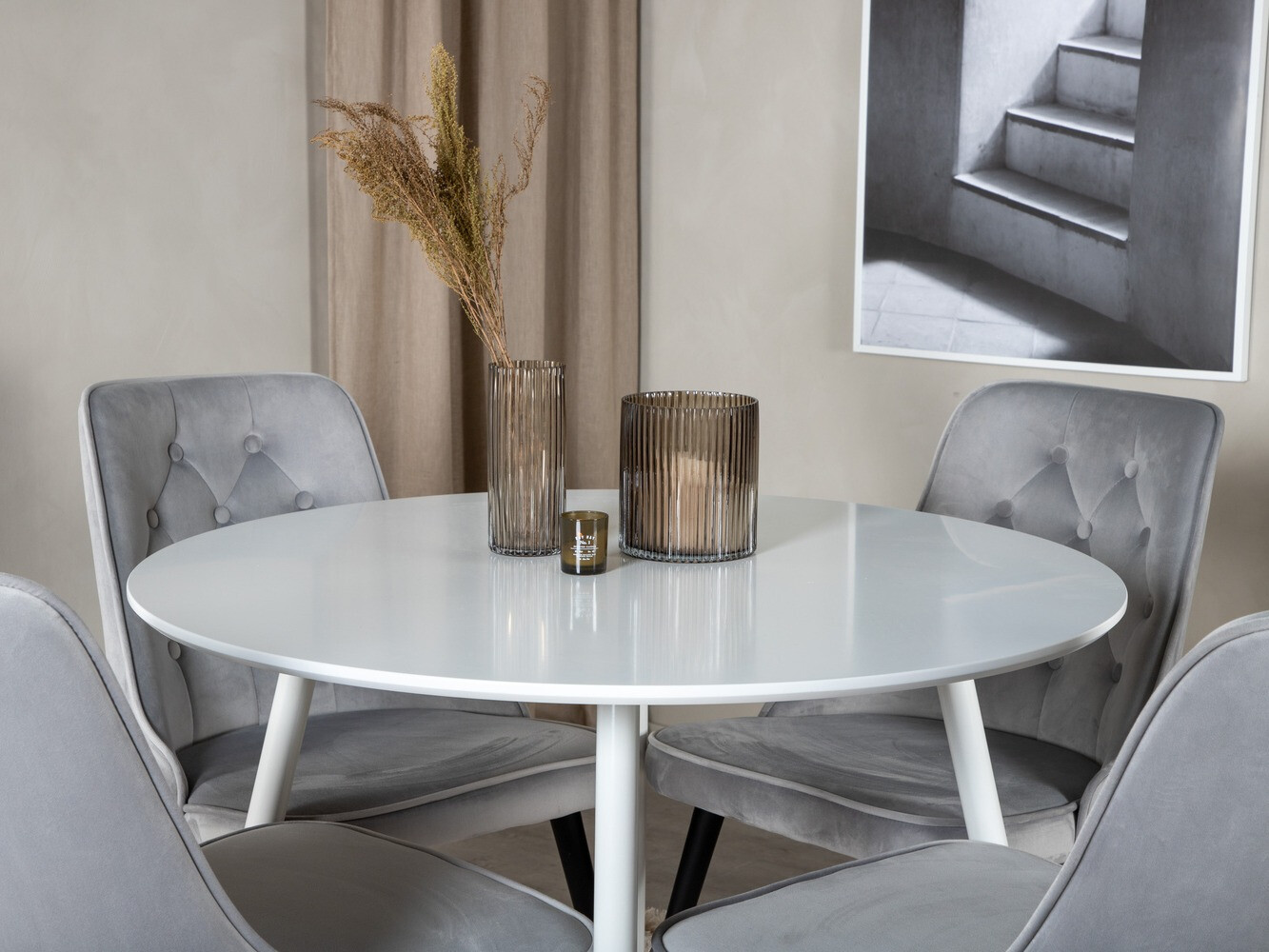 Dining set Dallas 1535 (Light grey + Black)