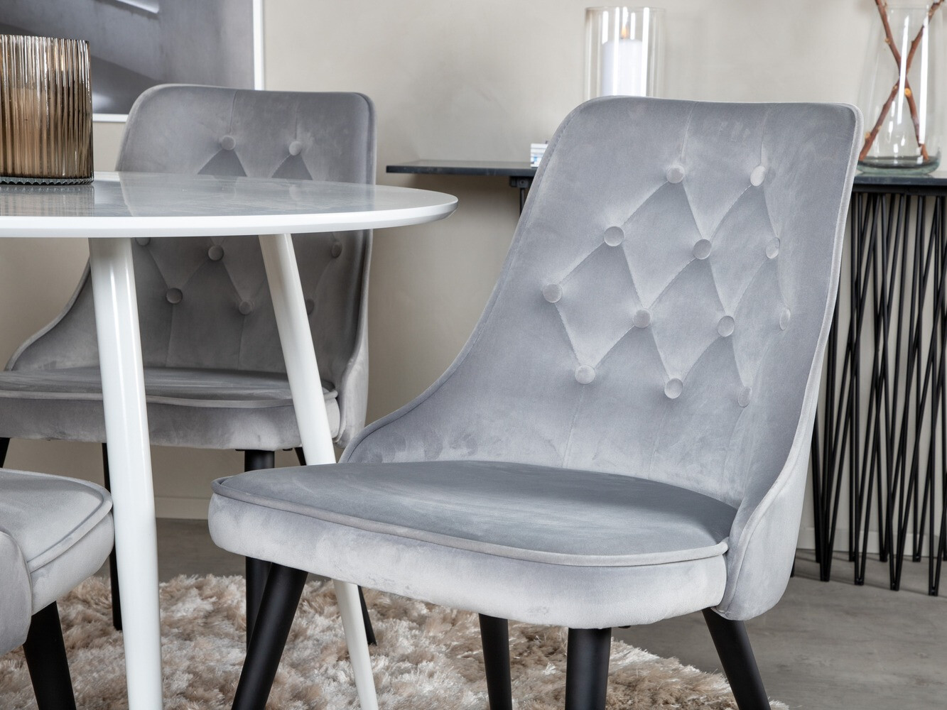 Dining set Dallas 1535 (Light grey + Black)