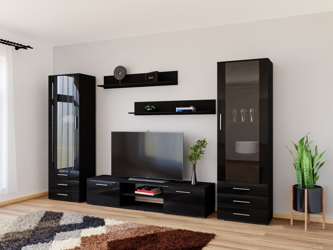 Living room set Tornola 109 (Black + Glossy black)