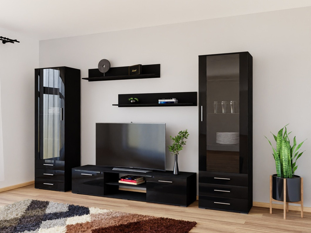 Living room set Tornola 109 (Black + Glossy black)