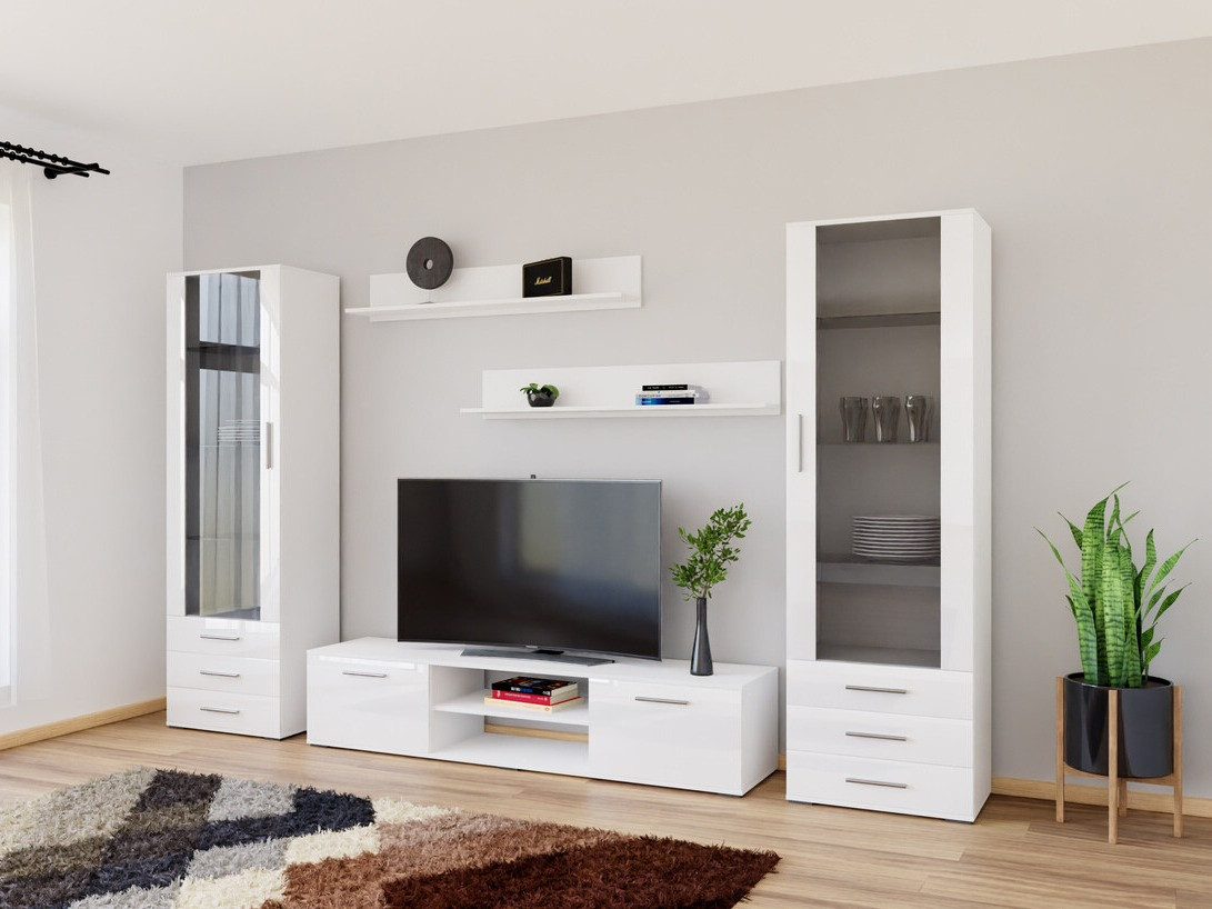 Living room set Tornola 109 (White + Glossy white)