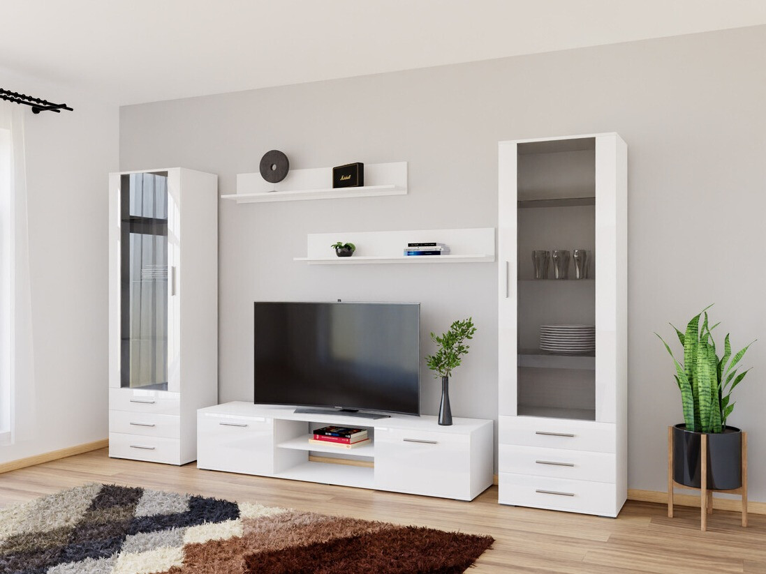 Living room set Tornola 109 (White + Glossy white)