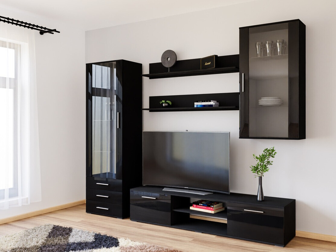 Living room set Tornola 114 (Black + Glossy black)
