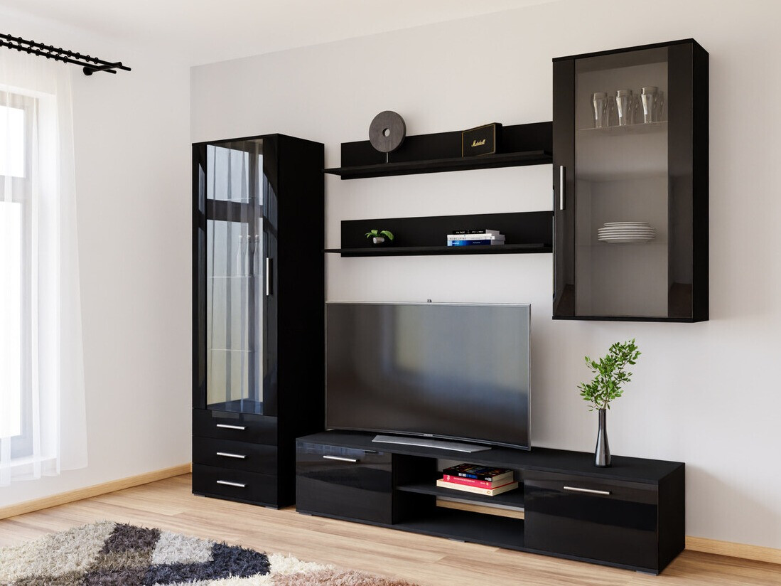 Living room set Tornola 114 (Black + Glossy black)