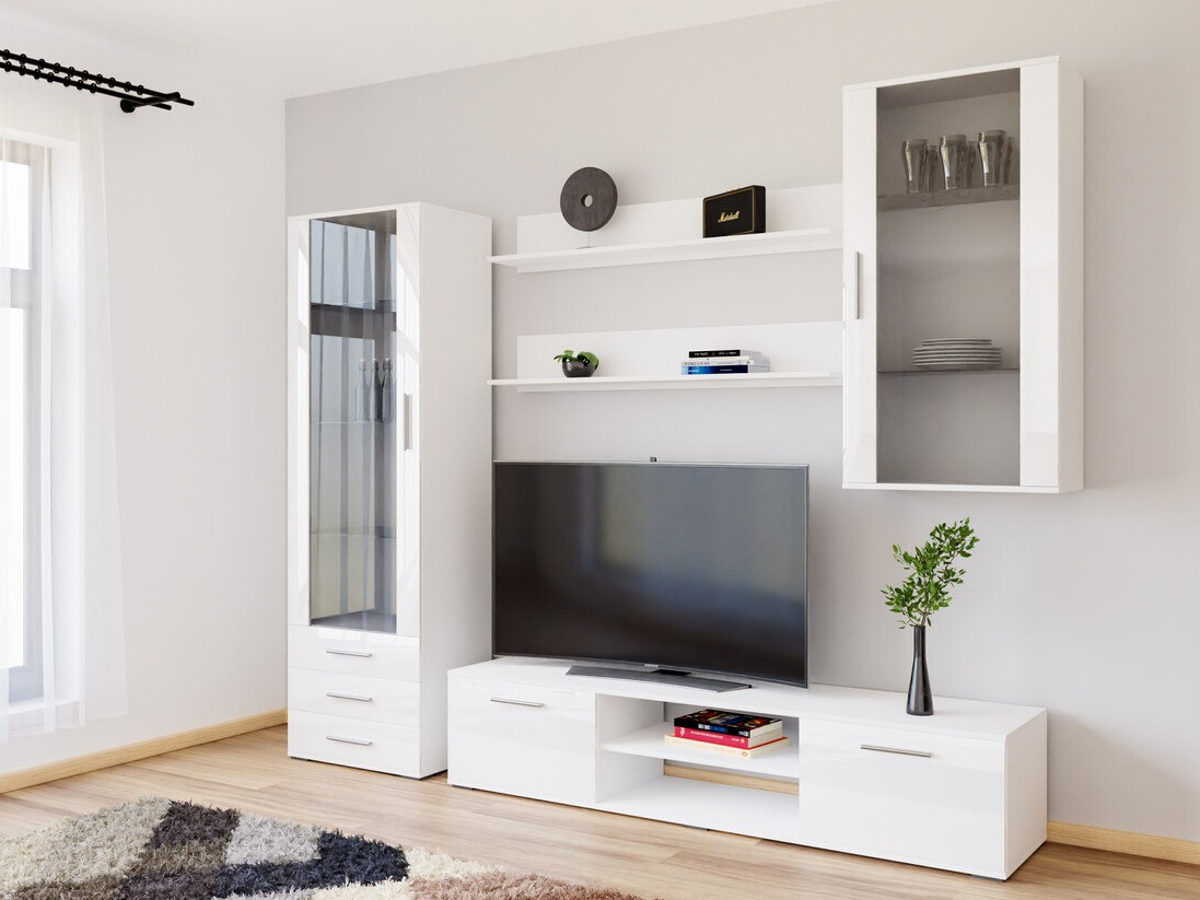 Living room set Tornola 114 (White + Glossy white)