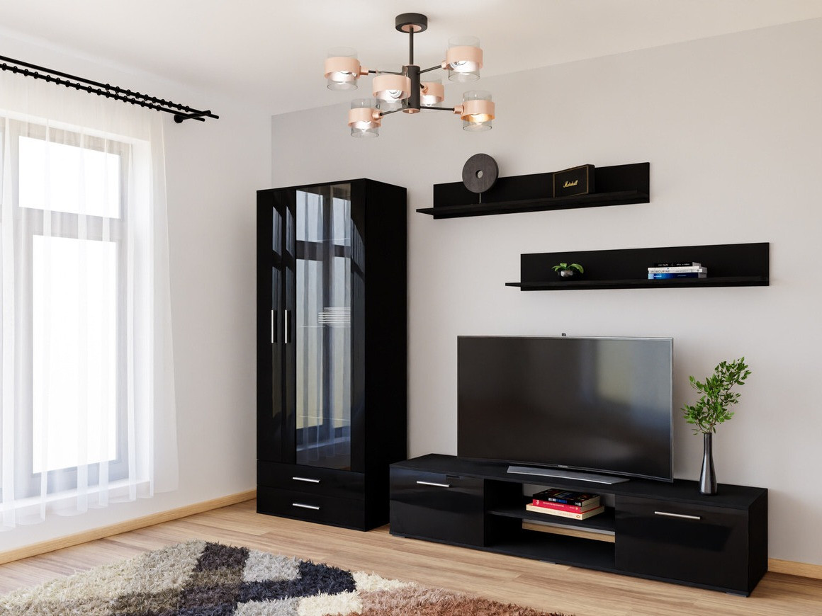 Living room set Tornola 115 (Black + Glossy black)