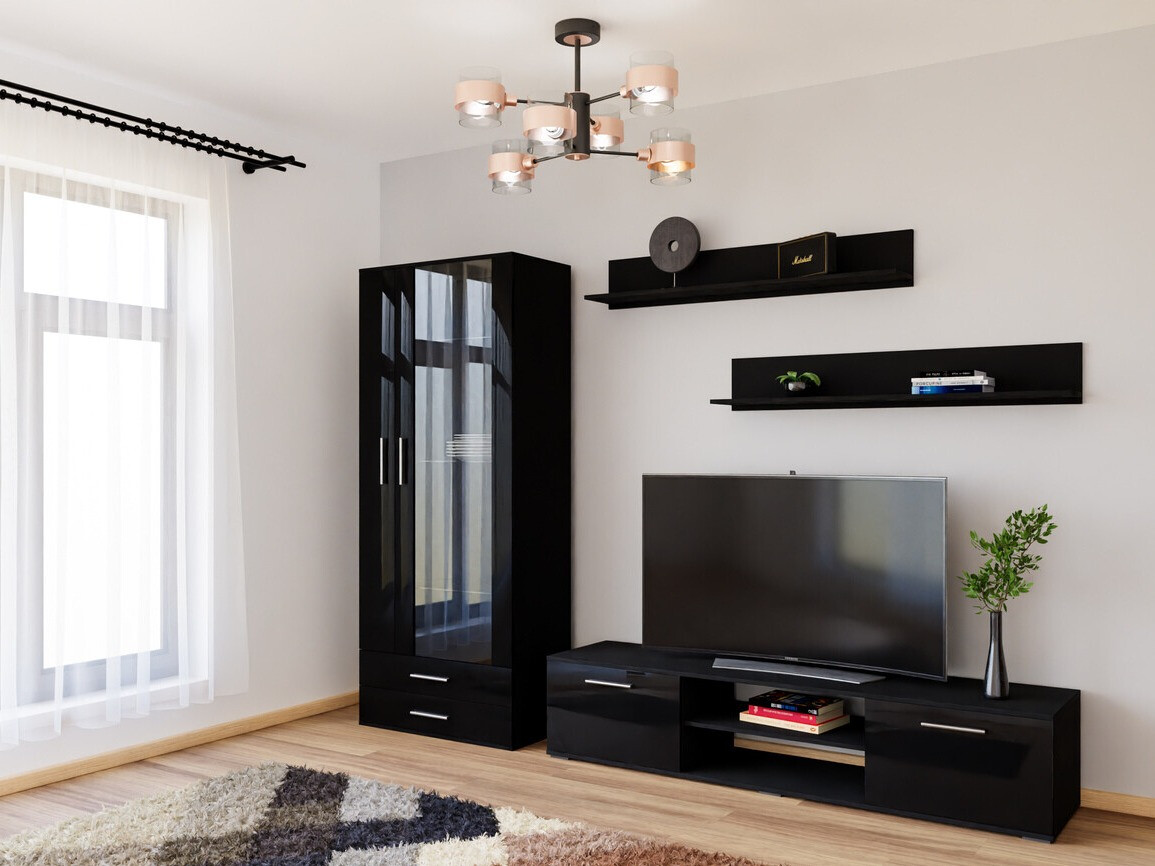 Living room set Tornola 115 (Black + Glossy black)