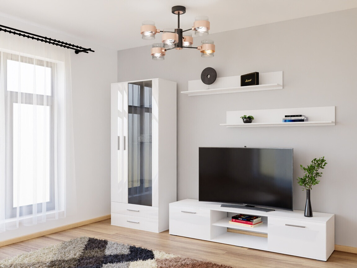 Living room set Tornola 115 (White + Glossy white)