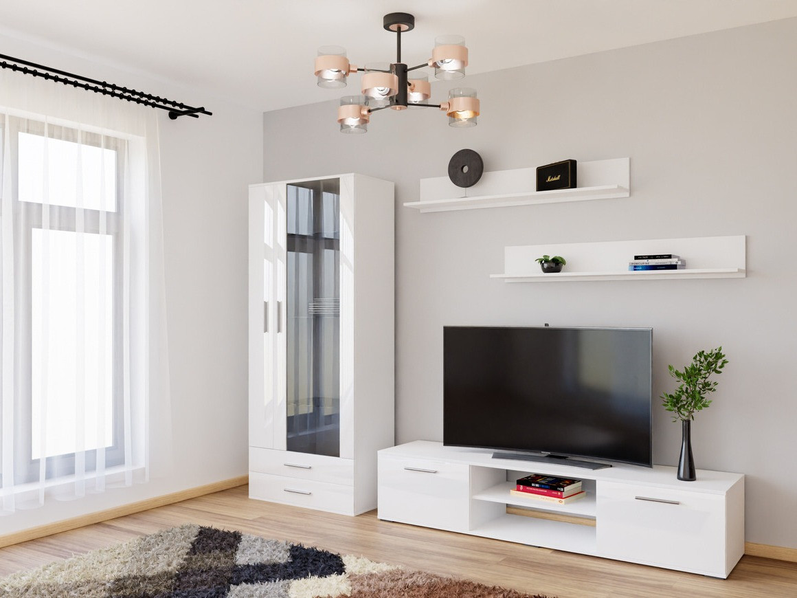 Living room set Tornola 115 (White + Glossy white)