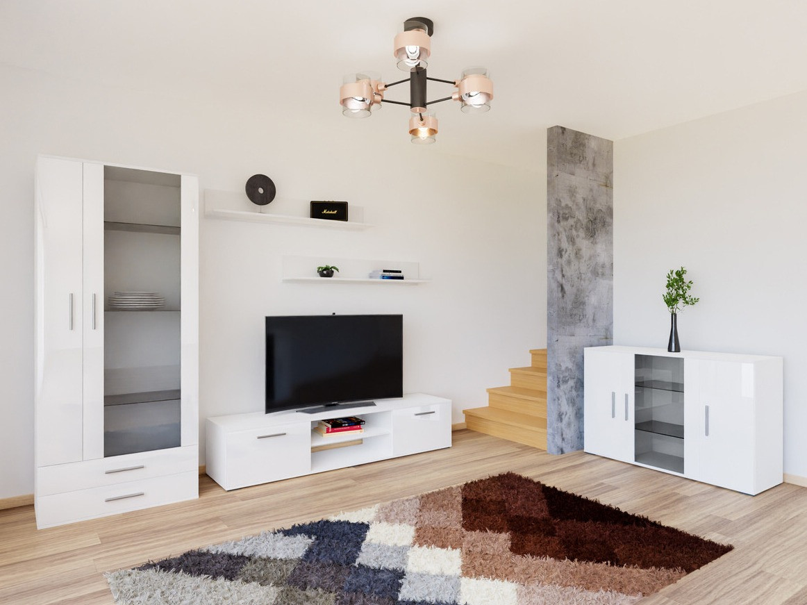 Living room set Tornola 116 (White + Glossy white)