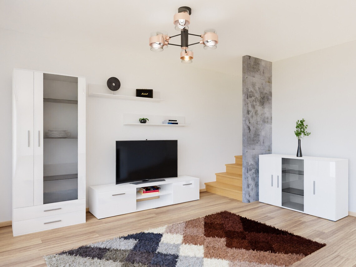 Living room set Tornola 116 (White + Glossy white)