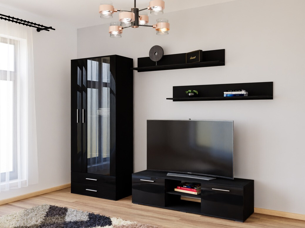 Living room set Tornola 117 (Black + Glossy black)