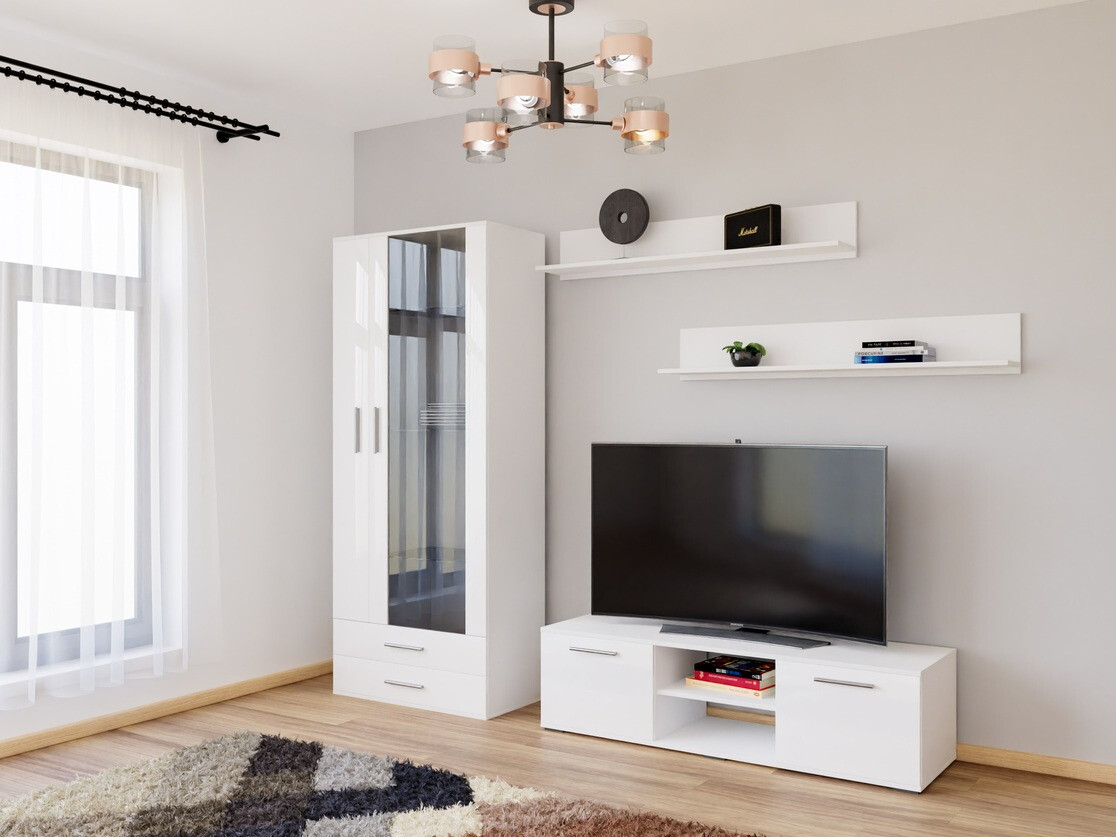 Living room set Tornola 117 (White + Glossy white)