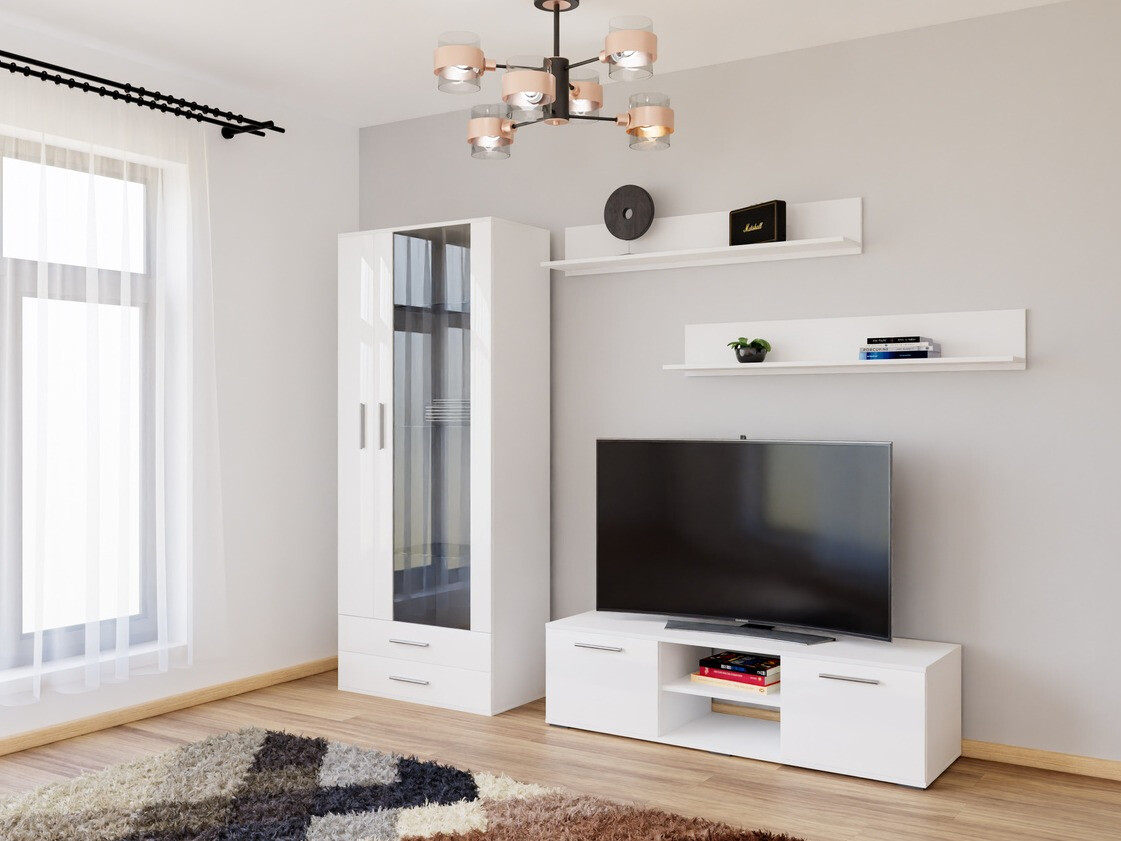 Living room set Tornola 117 (White + Glossy white)