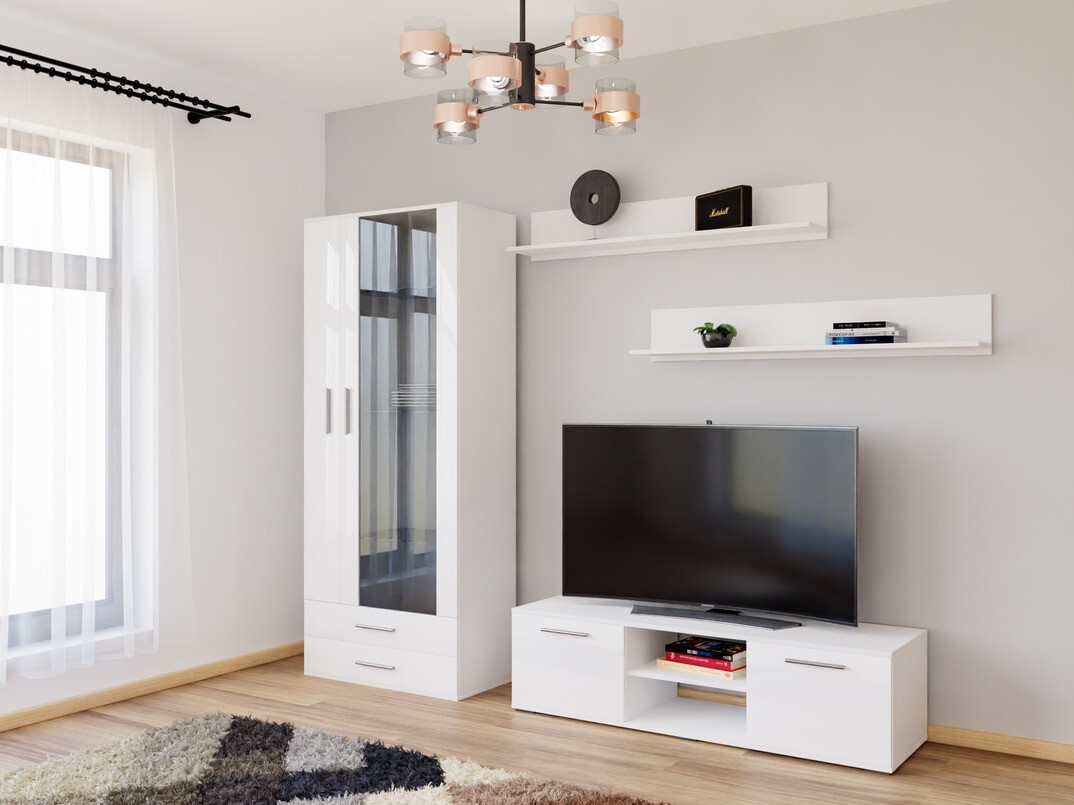 Living room set Tornola 117 (White + Glossy white)