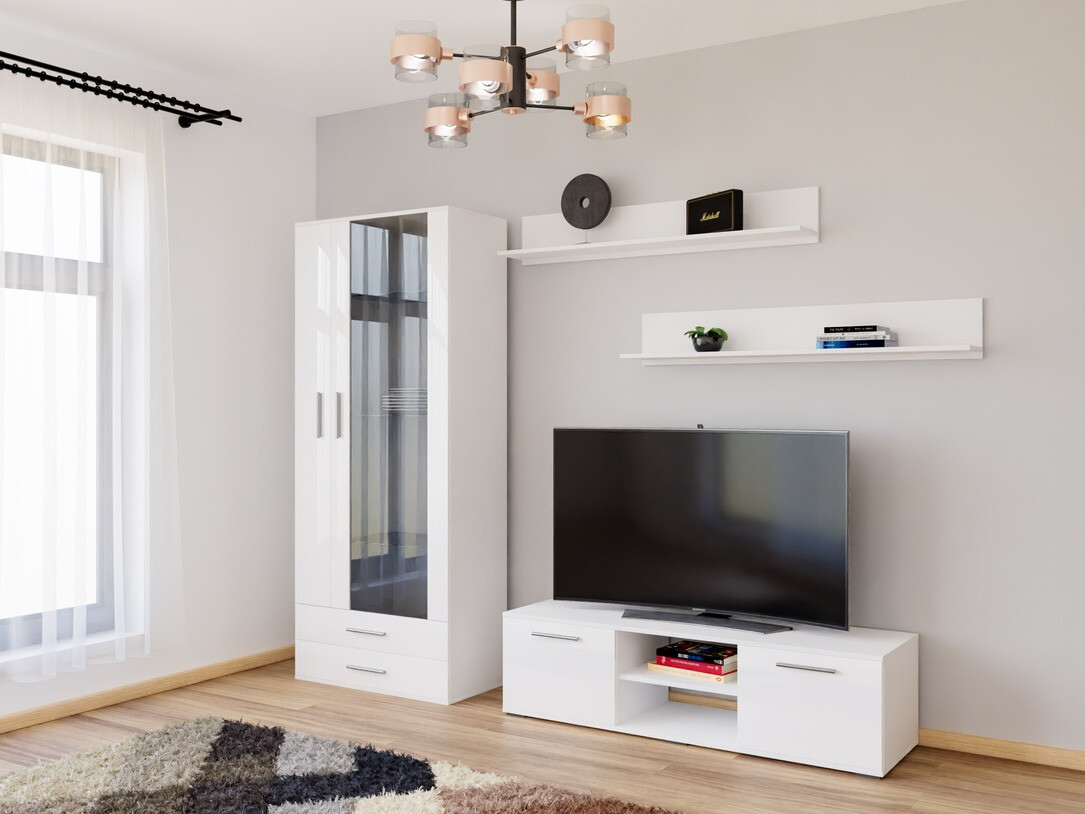 Living room set Tornola 117 (White + Glossy white)