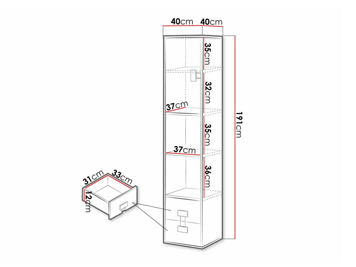 Bookcase Florevi 111 (Artisan oak)