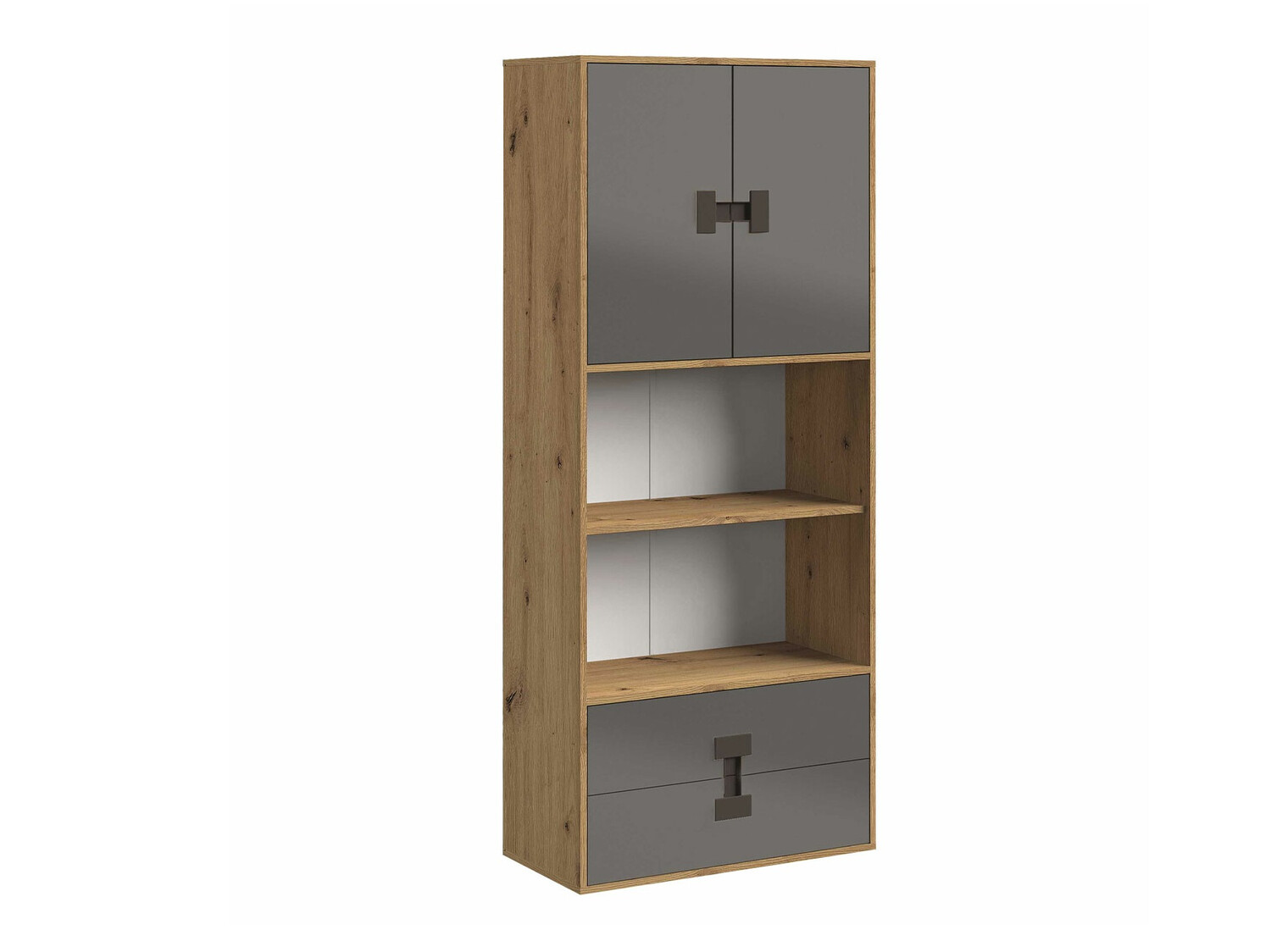 Bookcase Florevi 112 (Gloss grey + Artisan oak)
