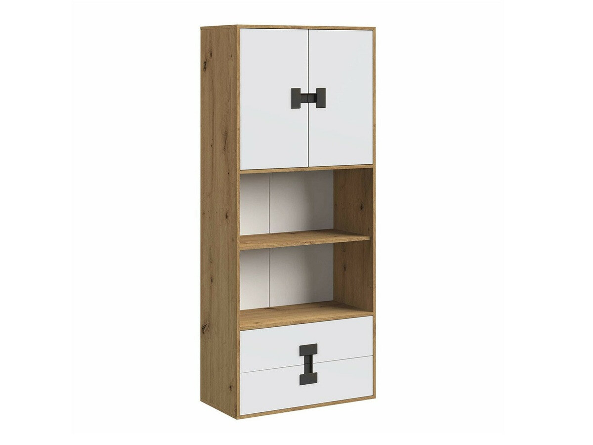 Bookcase Florevi 112 (Matte white + Artisan oak)