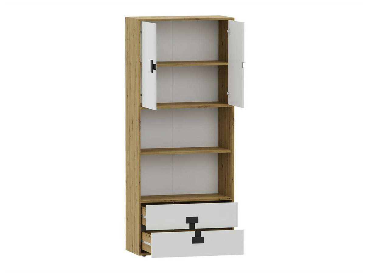 Bookcase Florevi 112 (Matte white + Artisan oak)