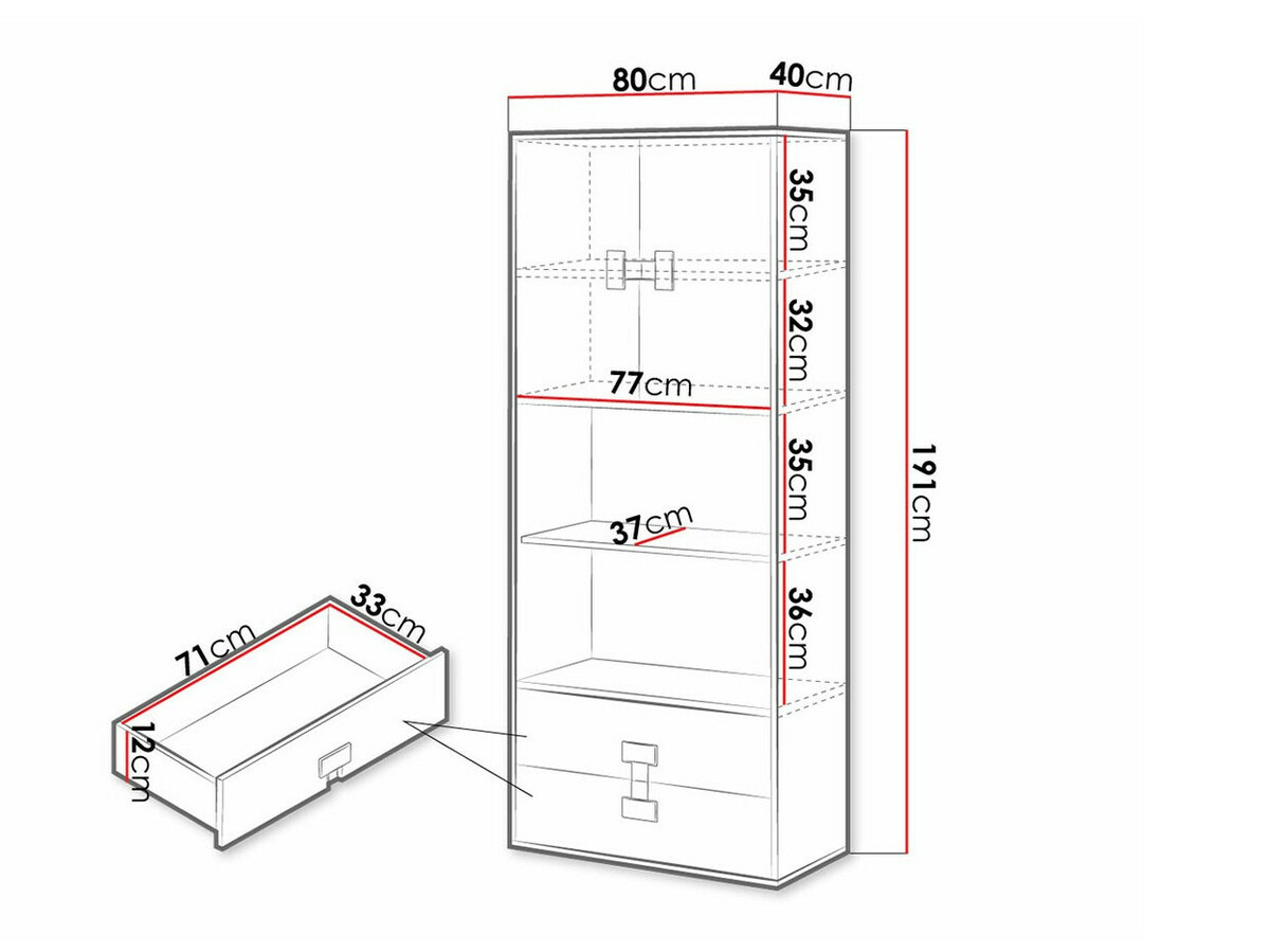 Bookcase Florevi 112 (Matte white + Artisan oak)