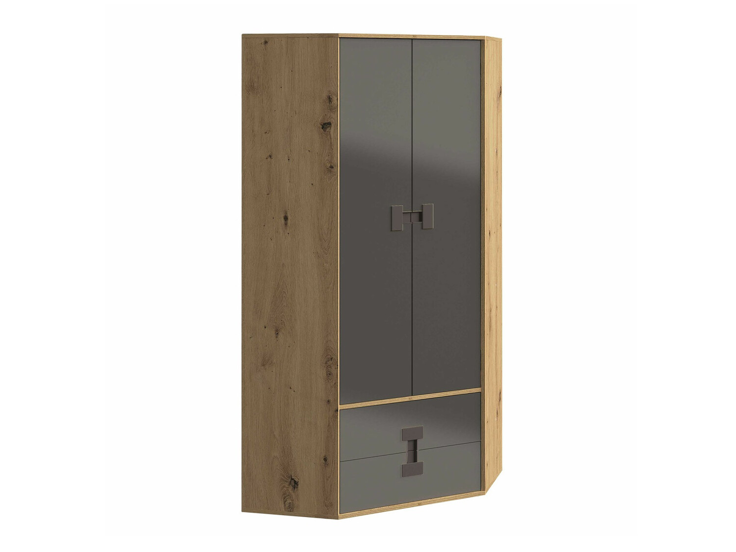 Corner wardrobe Florevi 114 (Gloss grey + Artisan oak)
