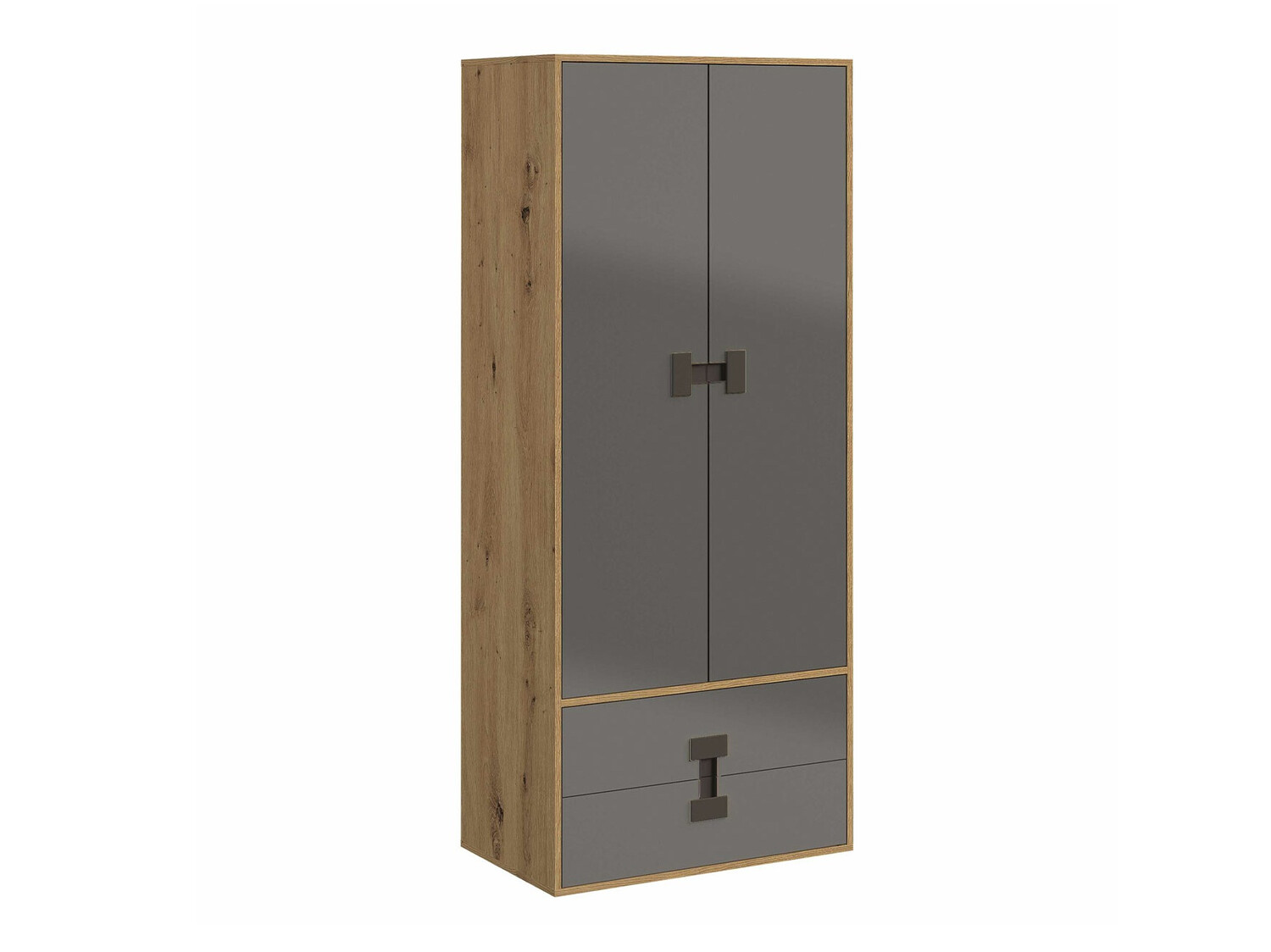 Wardrobe Florevi 113 (Gloss grey + Artisan oak)