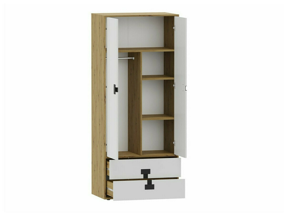 Wardrobe Florevi 113 (Gloss grey + Artisan oak)