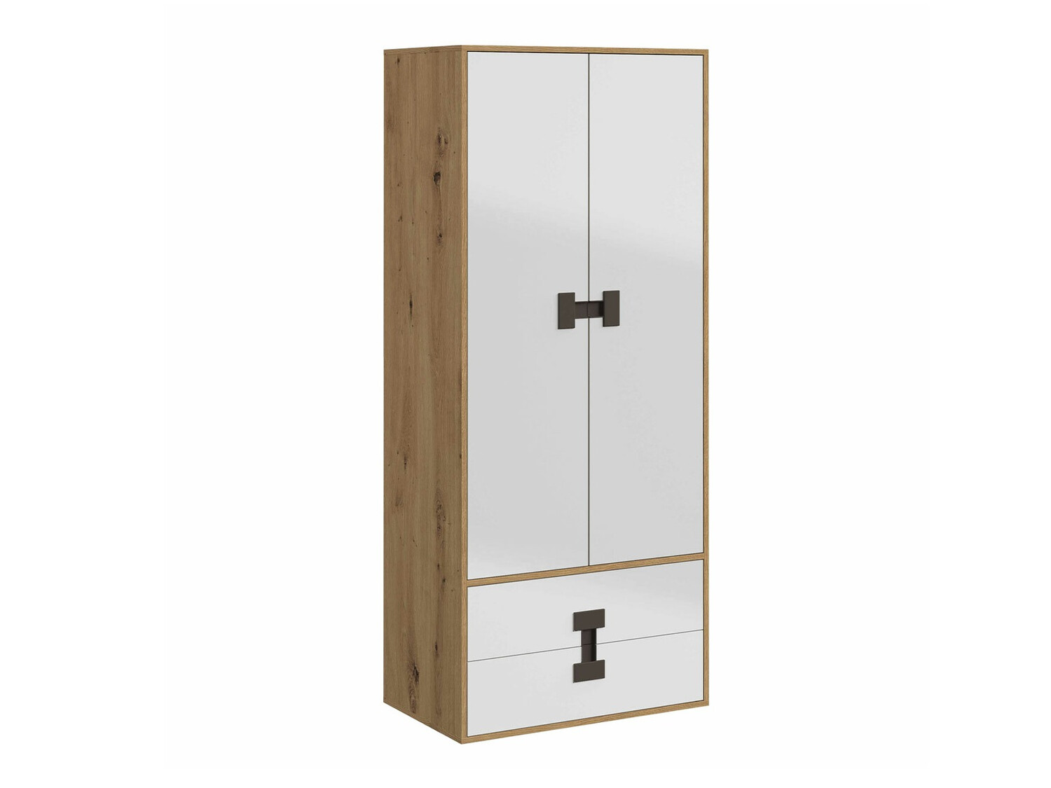 Wardrobe Florevi 113 (Glossy white + Artisan oak)