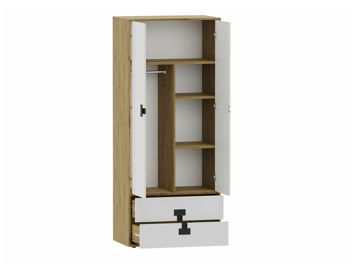 Wardrobe Florevi 113 (Matte white + Artisan oak)