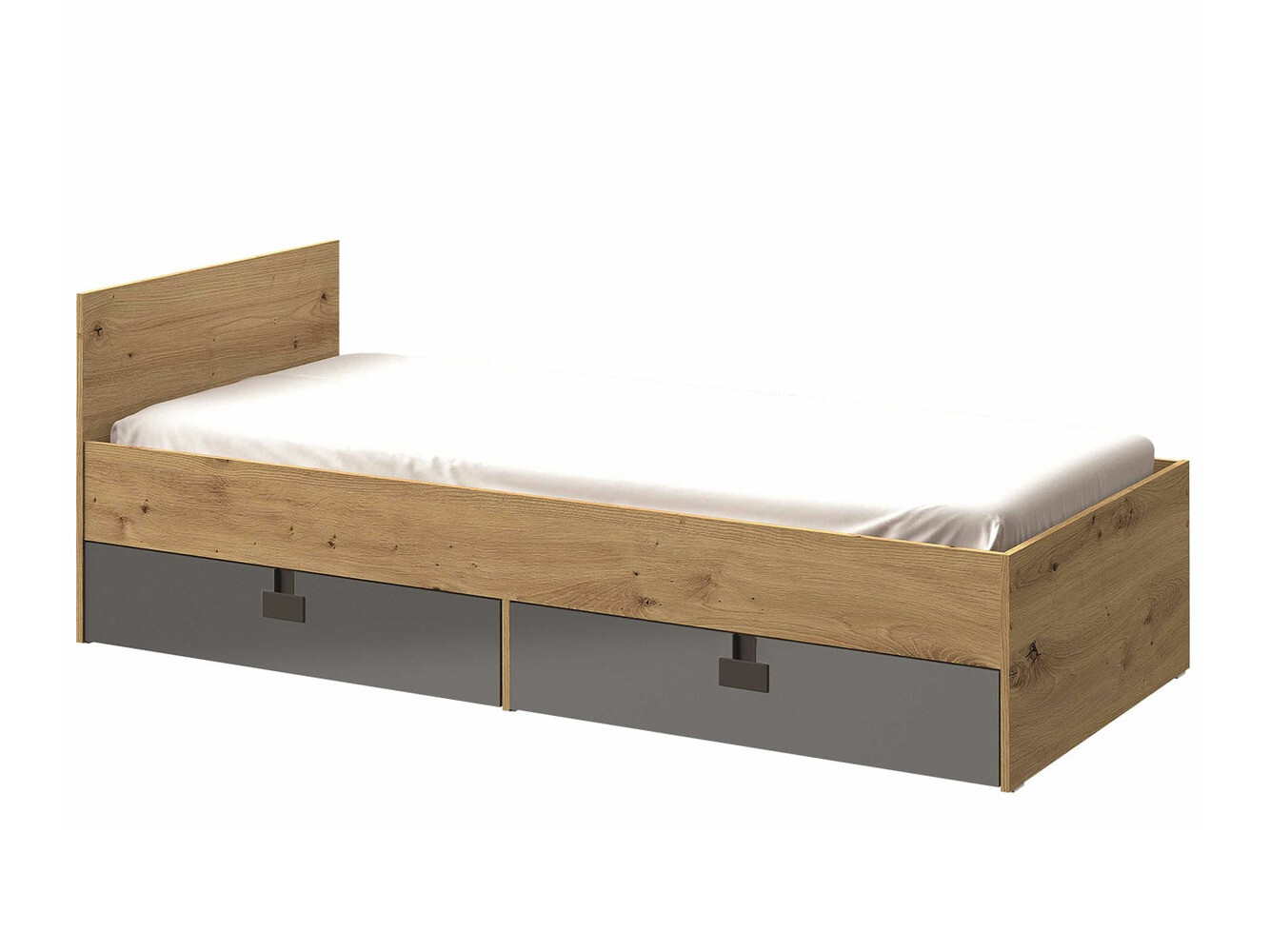 Bed Florevi 106 (Gloss grey + Artisan oak)