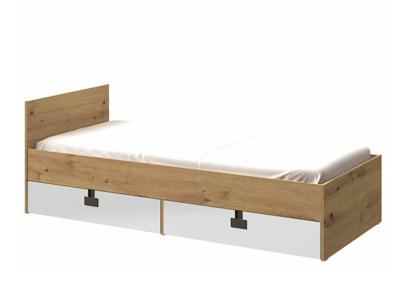 Bed Florevi 106 (Glossy white + Artisan oak)