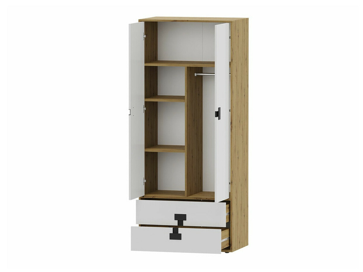 Home office set Florevi 104 (Matte white + Artisan oak)