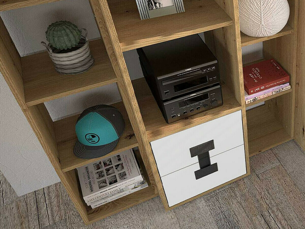 Home office set Florevi 104 (Matte white + Artisan oak)