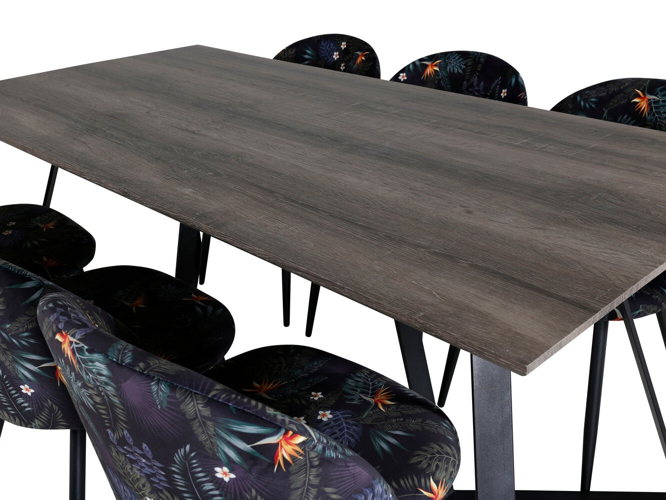 Dining set Dallas 340 (Floral pattern + Black)