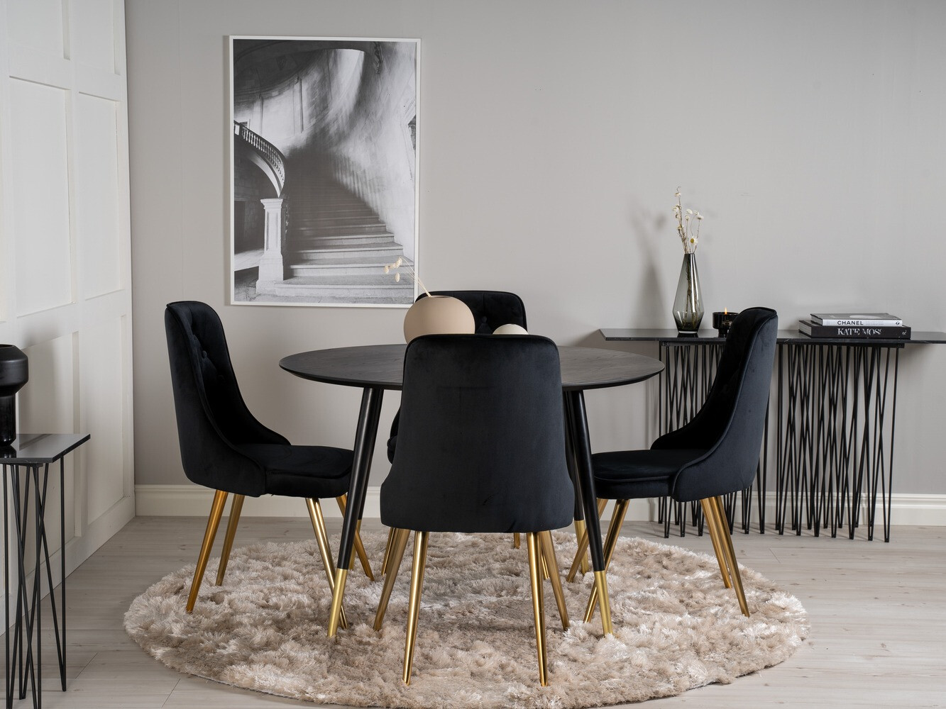 Dining set Dallas 1178 (Black + Golden)