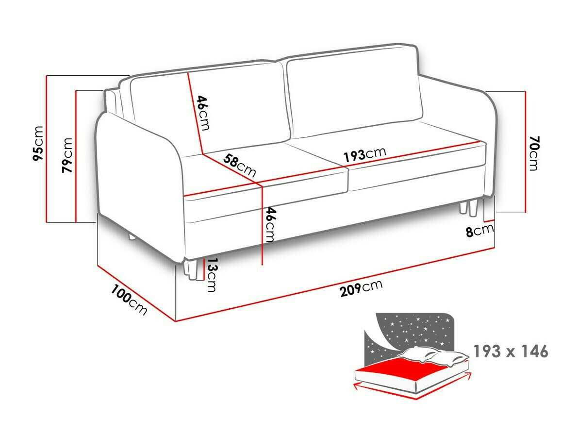 Sofa bed Columbus 122 (Mono 244)