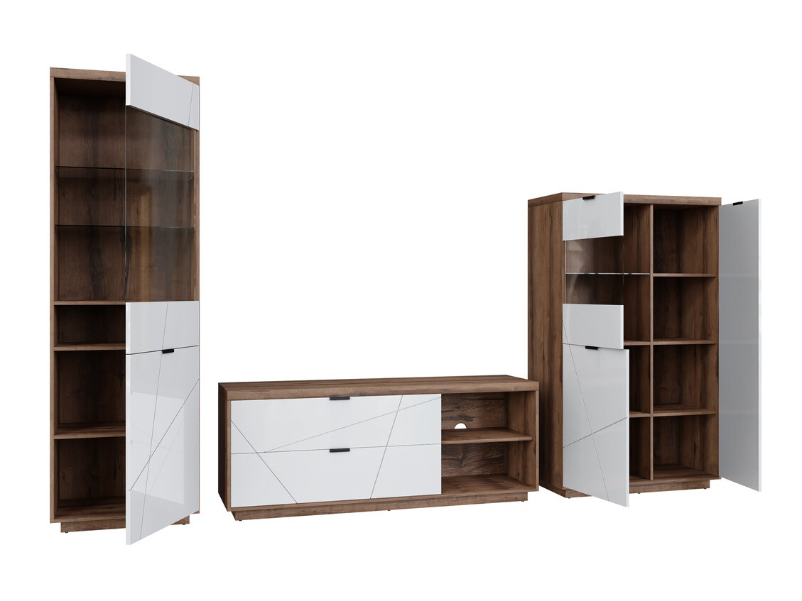 Living room set Fivale 112 (Dark Delano oak + Glossy white)