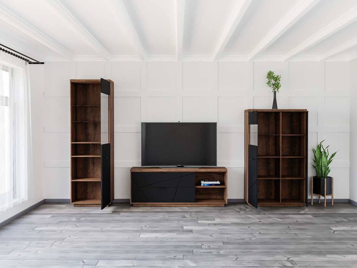 Living room set Fivale 112 (Dark Delano oak + Matte black)