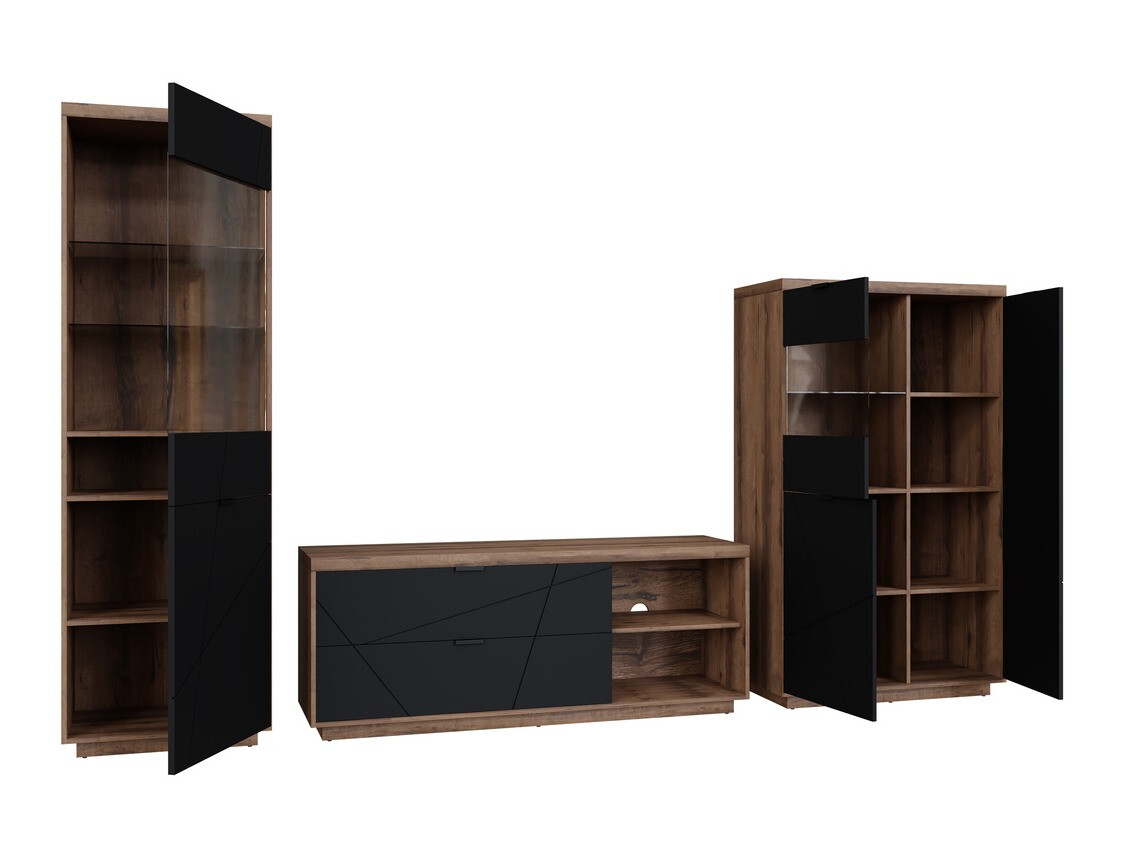 Living room set Fivale 112 (Dark Delano oak + Matte black)