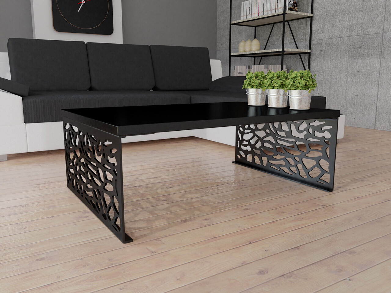 Coffee table Germantown 107 (Glossy black + Matte black)