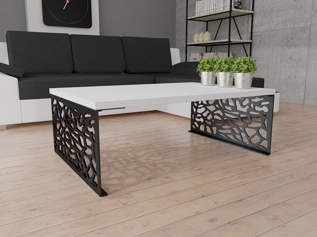 Coffee table Germantown 107 (Glossy white + Matte black)