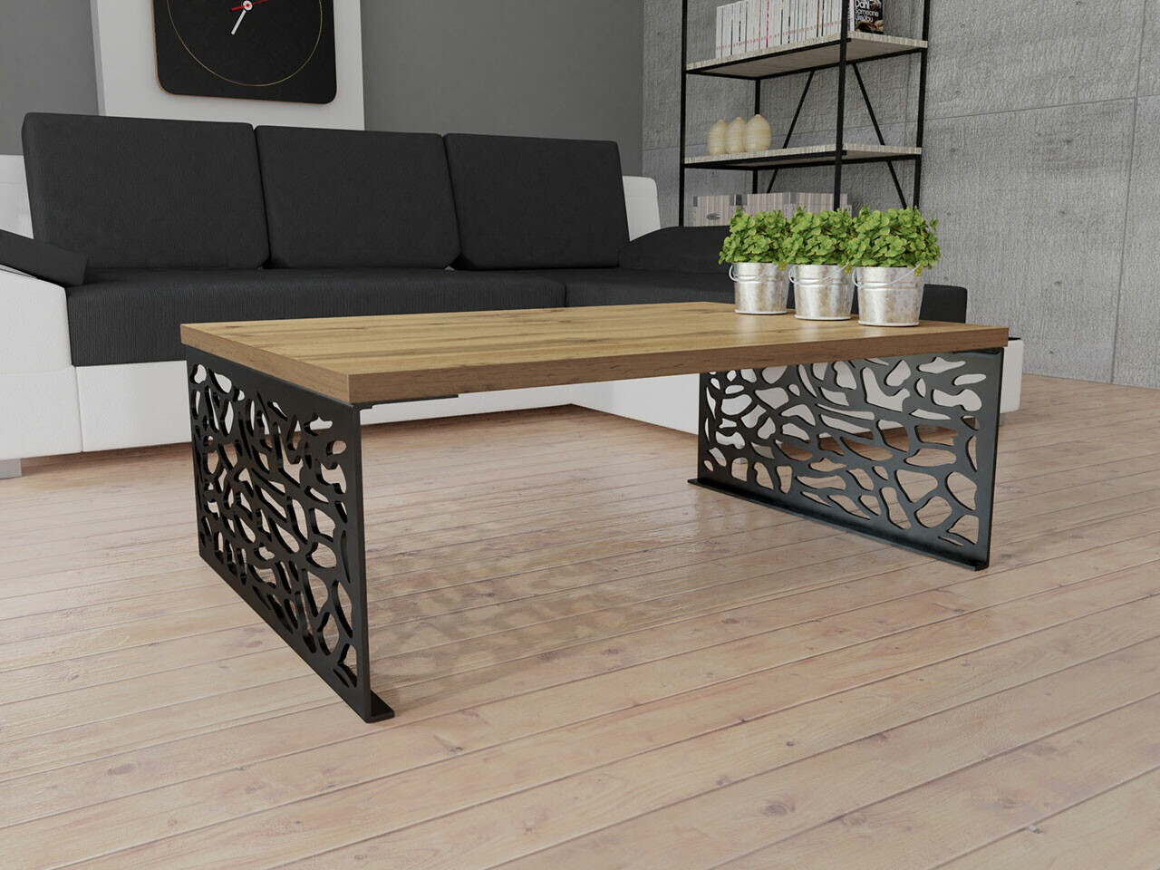 Coffee table Germantown 107 (Oak + Matte black)